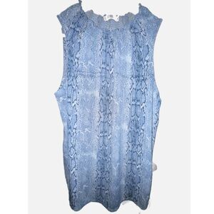 CURE- Women’s Blue Snake Print Sleeveless Top Size Large